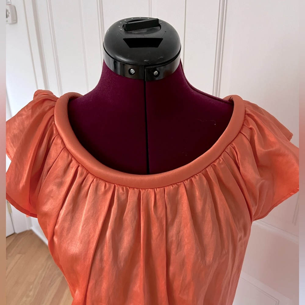 WALTER flutter sleeve silky tangerine top